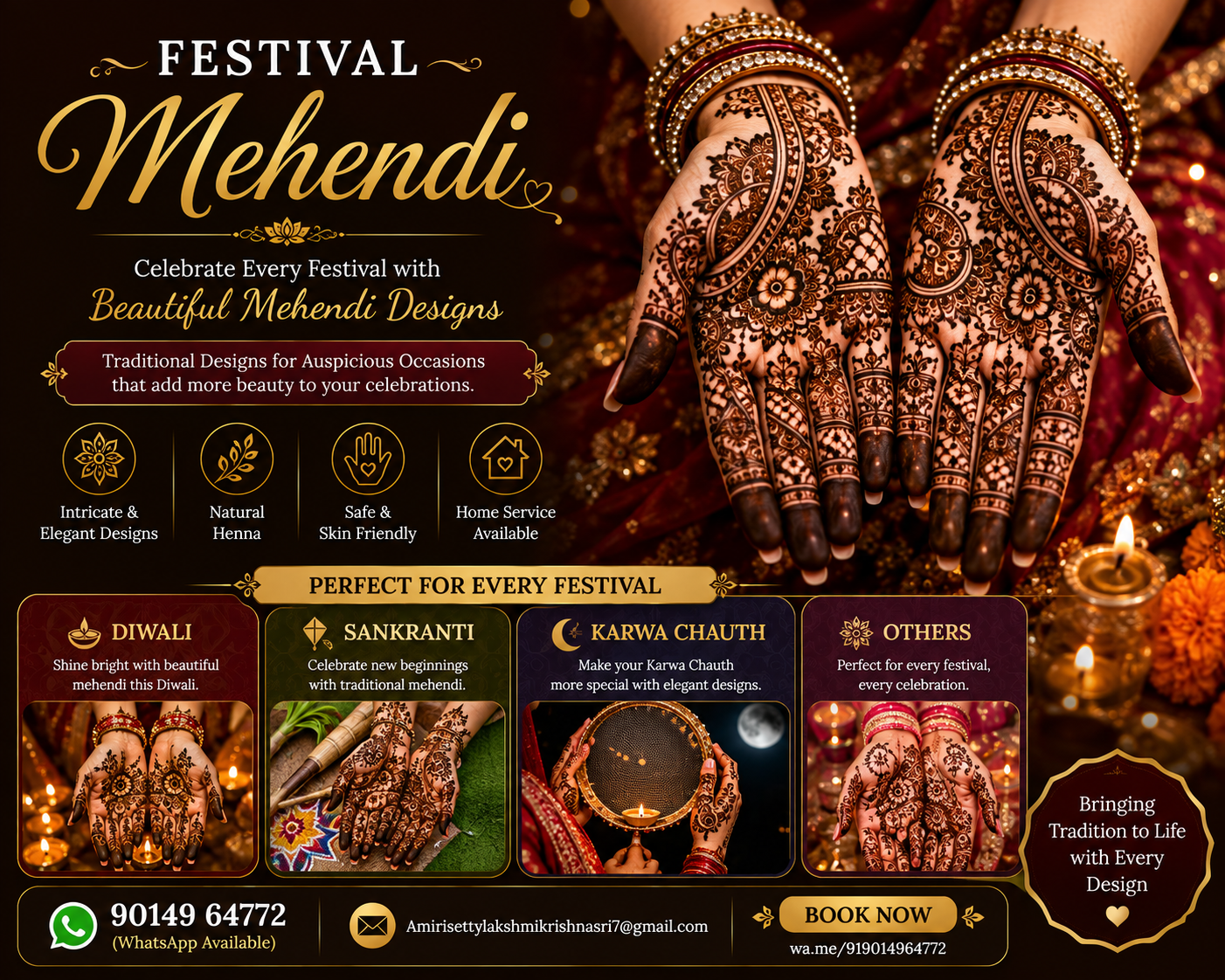 Festival Mehendi (Diwali, Sankranti, Karwa Chauth & More)